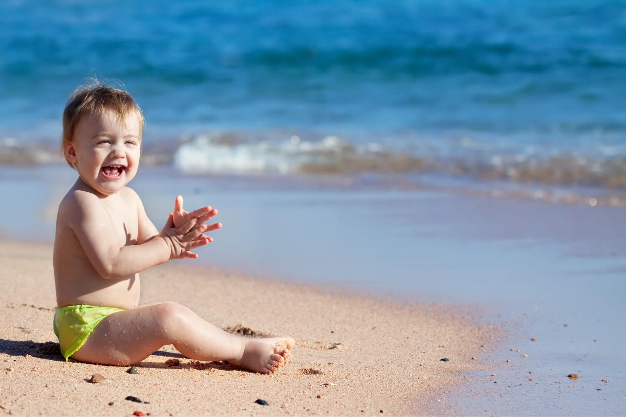 Baby beach or lakeside adventure, capturing sandy toes and sunny smiles