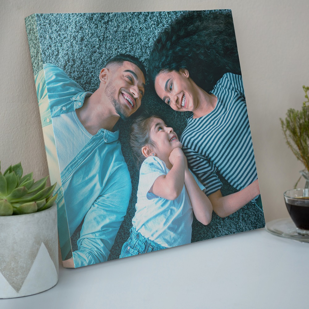 A personalized canvas print birthday gift featuring a family photo