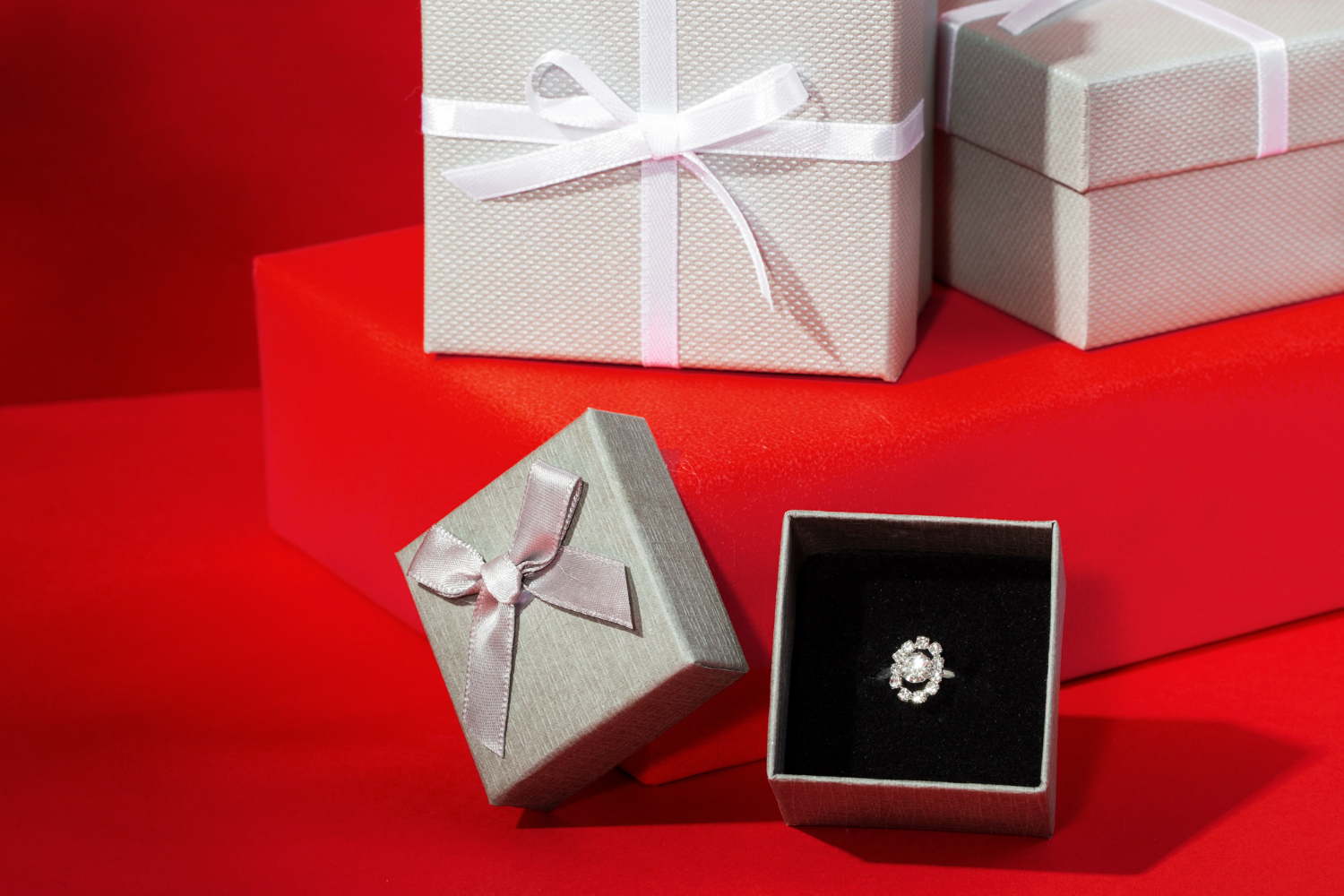 Gift boxes with ring, wedding gift ideas for couple