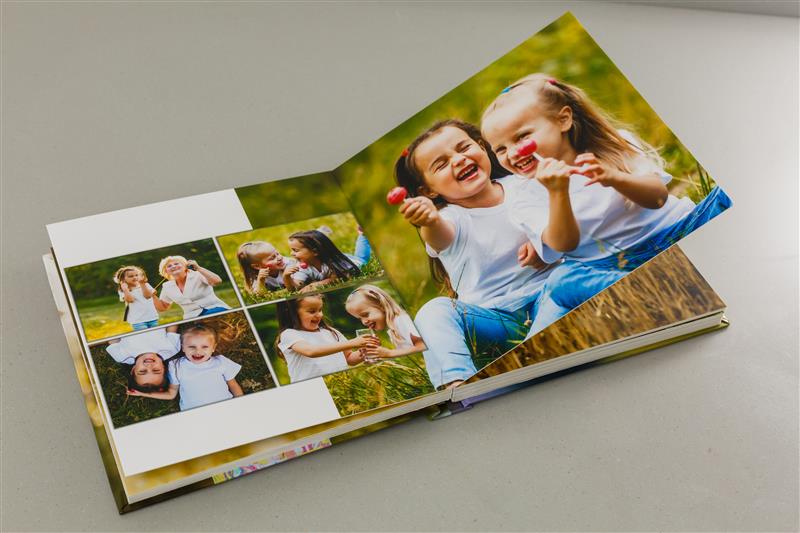 Travel photo album book with UAE travel memories and captions