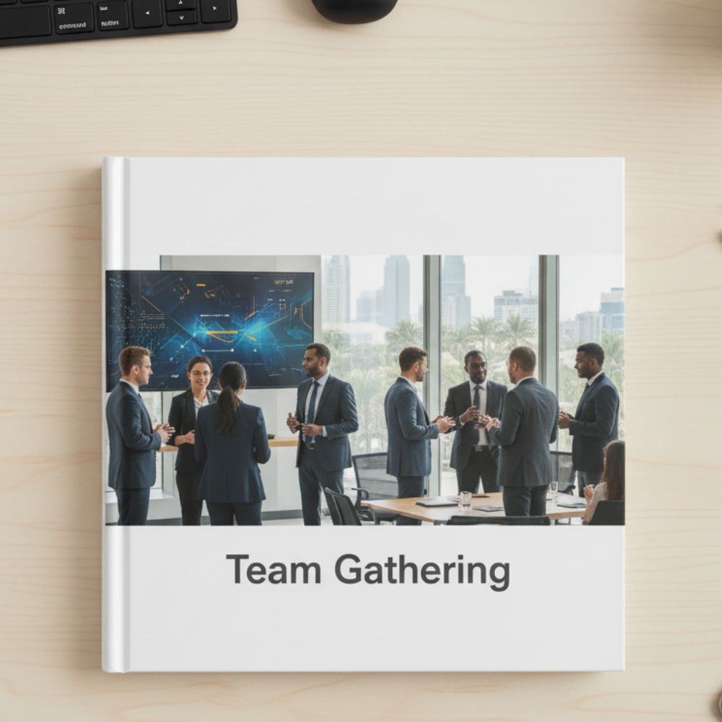 Custom journey book corporate gift UAE with event photos and company logo