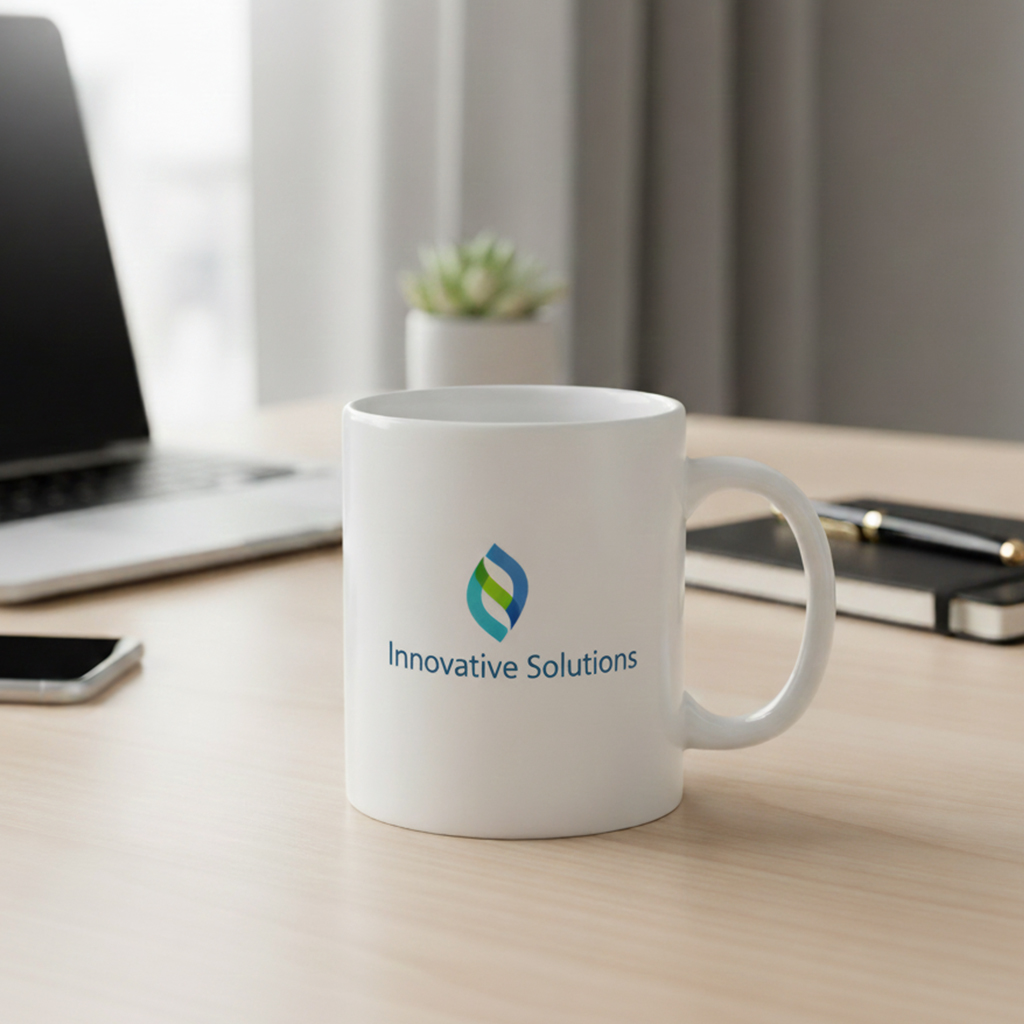 Custom photo mug corporate gift Dubai with company logo and motivational message