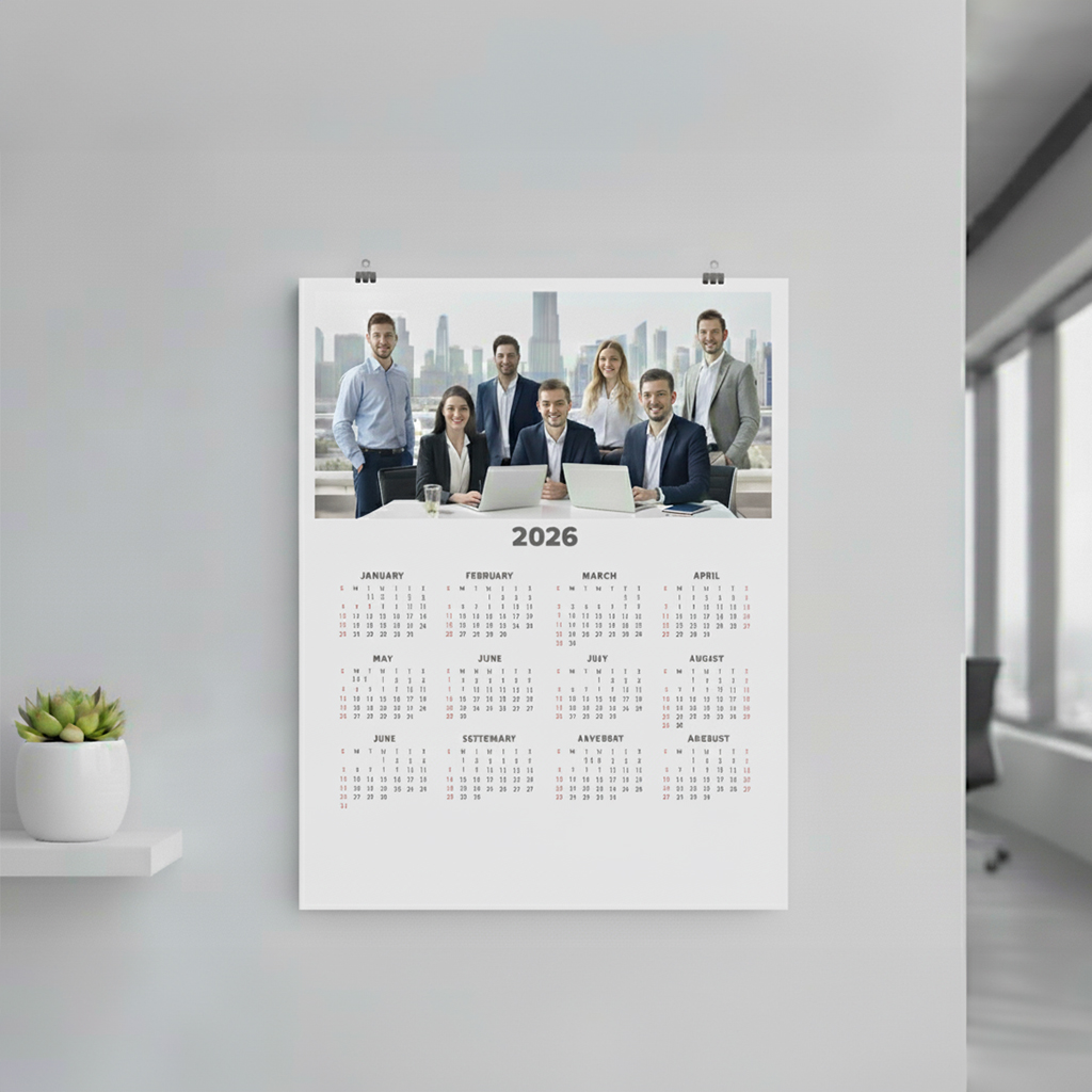 Personalized poster calendar corporate gift UAE with branding and important dates