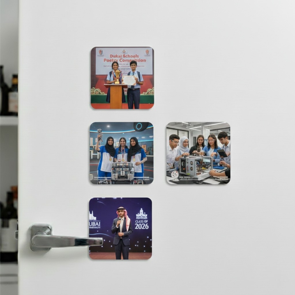 Photo magnets showcasing high school graduation gifts for him, celebrating achievements with custom magnets featuring graduation memories in Dubai