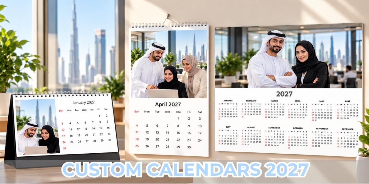 Bulk calendar printing options for 2027, shown with custom photo calendars